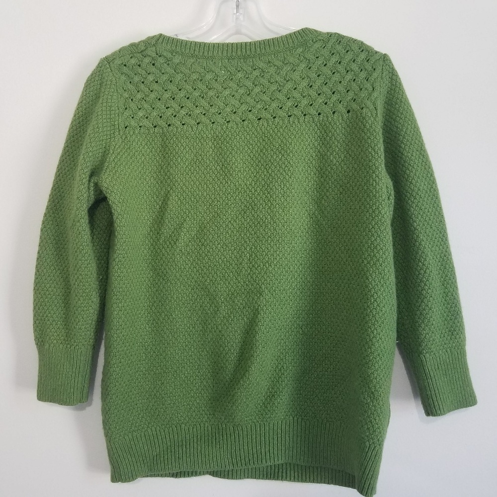 LOFT Green Knitted Crew 3/4 Sleeve Neck Sweater - Picture 4 of 6